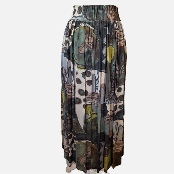 Platinum by Dorothy Schoelen Vintage Art-To-Wear Landscape Pleated Maxi Skirt - Picture 3 of 12